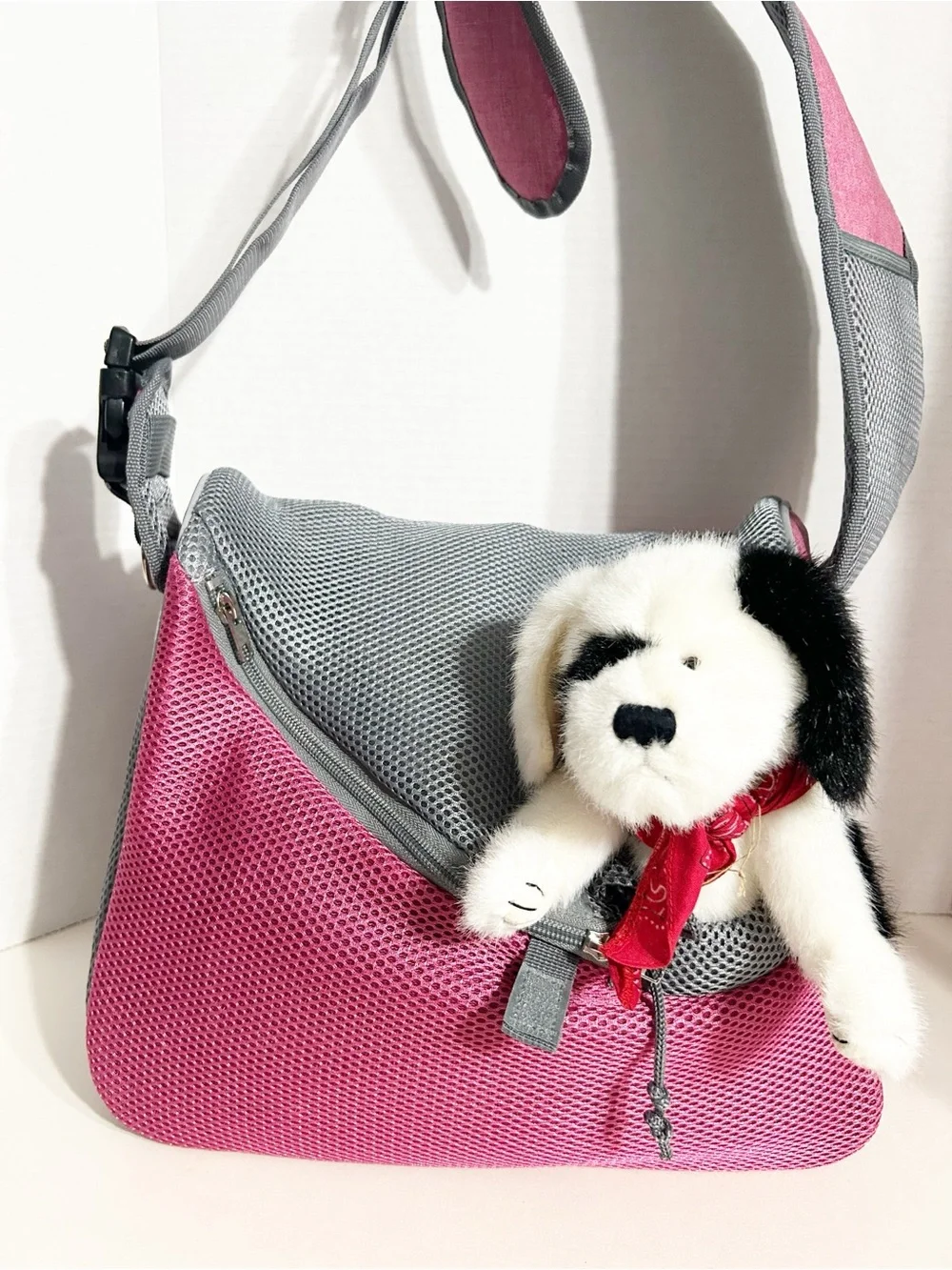 Petami Pet Sling Carrier Pink Gray Soft-Sided Shoulder Pet Carrier Up to 10 lbs